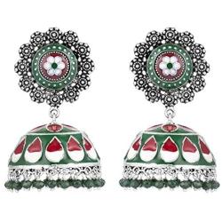 Aheli Beautiful Indian Oxidized Jhumki Earrings Set Bollywood Ethnic Wedding Wear Fashion Jewelry for Women Girls