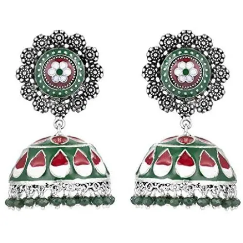 Aheli Beautiful Indian Oxidized Jhumki Earrings Set Bollywood Ethnic Wedding Wear Fashion Jewelry for Women Girls Aheli Beautiful Indian Oxidized Jhumki Earrings Set Bollywood Ethnic Wedding Wear Fashion Jewelry for Women Girls