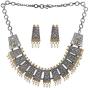 Aheli Vintage Inspired Intricate Crafted Indian Oxidized Boho Bohemein Statement Necklace Earrings Set Ethnic Tribal Fashion Jewelry for Women