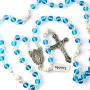 Luomu 2pcs Pink&Blue Glass Round Beads Rosary Necklace for Girls ans Boys with Pearl Glory Beads with Miraculous Center Piece and Crucifix Pack in Velvet Bag
