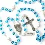 Luomu 2pcs Pink&Blue Glass Round Beads Rosary Necklace for Girls ans Boys with Pearl Glory Beads with Miraculous Center Piece and Crucifix Pack in Velvet Bag