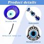 RUIZHEN 2 Pcs Blue Beads Evil Eyes Bracelet Hamsa Hand of Fatima Bracelet Glass Charm Evil Eye Leather Cord Necklace Protection Jewelry Set