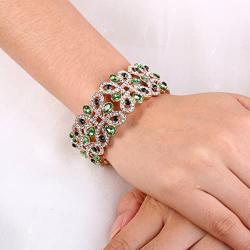EVER FAITH Womens Crystal Elegant Wedding Knot Tear Drop Elastic Stretch Bracelet