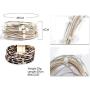 Leather Bracelet Leopard Multilayer Wrap Cuff Bracelet Punk Jewelry For Women Teen Girls
