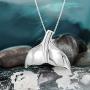 Honolulu Jewelry Company Sterling Silver High Polished Whale Tail Necklace Pendant with 18'' Box Chain