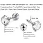 LAURITAMI 16G Stainless Steel Ear Cartilage Earrings Tragus Helix Barbell Clicker Daith Earrings Hoop Cubic Zirconia Inlaid Cartilage Stud for Men Women