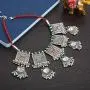 Zephyrr Necklace Carved German Silver Choker Green & Red Beaded Mirror & Enamel for Women and Girls