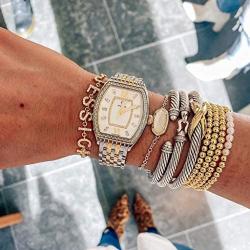 Beaded Bracelets for Women Stack Stretch Gold Silver Small Ball Beads Bracelets Dainty Paperclip Figaro Link Chain Bracelet Ankle for His and Her