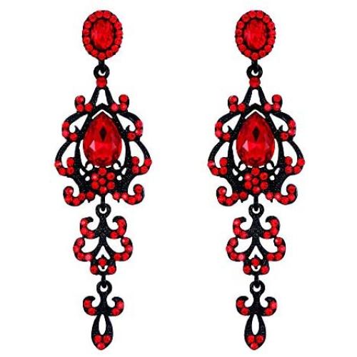 BriLove Womens Victorian Style Wedding Bridal Crystal Teardrop Chandelier Dangle Earrings