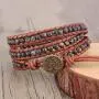 Handmade Boho Bracelet Natural Amazonite Beaded 3 (Triple) Wrap Leather Woven Bracelets Adjustable Jewelry for Women Men
