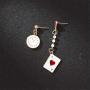 Asymmetric Clock Poker Card Alarm Dangle Drop Earring，Asymmetric Earrings Poker Clock Earrings Loving Woman Rock Earrings Long Pearl-like Fashion Jewelry