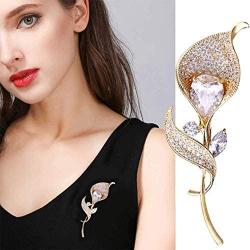 HSQYJ Flower Crystal Brooches Pins Fashion Beautiful Created Rhinestone Floral Brooch Good Idea for Party Dance Wedding Banquet for Elegant Women Girl