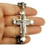 LOLIAS 5MM Stainless Steel Cross Pendant Necklace Men Byzantine Chain Necklace 22-30 Inches