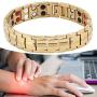 Magnetic Bracelet,Men Fashion Healthy Magnetic Therapy Bracelet,for Pain Relief,Arthritis and Carpal Tunnel Relief(Gold)