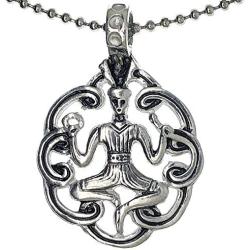 Medieval Norse Viking Gaulish Celts Celtiberians Jewelry Cernunnos Celtic Horned god Amulet Charm Silver pewter Mens pendant necklace for men w Silver Ball Chain