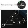 Wowanoo Layered Chain Choker Necklace Moon Rhinestone Pendant Chain Jewelry for Girls Women