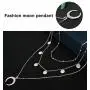 Wowanoo Layered Chain Choker Necklace Moon Rhinestone Pendant Chain Jewelry for Girls Women Wowanoo Layered Chain Choker Necklace Moon Rhinestone Pendant Chain Jewelry for Girls Women