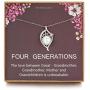 Four Generations Gift for Great Grandma - Sterling Silver Single Pearl Pendant Leaf Crystal CZ Generation Necklace for Great Grandmother, Mom Gift, Nana Gifts from Grandchildren, Mothers Day Jewelry