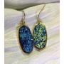 Unique Dangle Druzy Earrings with Glitter Gold Tone, Drop Earring Hooks Jewelry Birthday Gifts by Fomissky