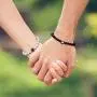 SPUNKYsoul Circle Infinity Couples Stretch Long Distance Relationship Bracelet in Onyx, Howlite and Hematite for His and Hers Matching Women and Men Jewelry