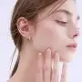 Cubic Zirconia Hoop Earrings Set - Sterling Silver Hypoallergenic Hoop Huggies Earrings Crystal Non Pierced Ear Cuff CZ Cartilage Earrings for Women Girls , 2 Pairs