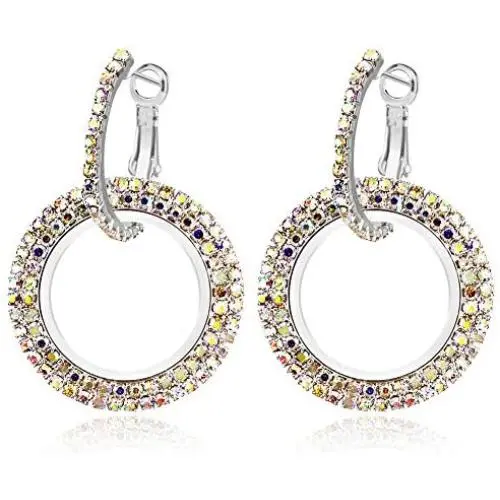 Dangle Rhinestone Geometric Earrings - Silver and Rose gold crystal geometric earrings for Women, Wife, Daughter, Sisters, Girlfriend, Mom and Daily Wear