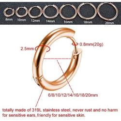 3-4 Pairs Surgical Steel Earrings for Men Gold Small Cartilage Hoop Earrings for Women Hypoallergenic Piercing Huggie Earrings Sets 8-20MM