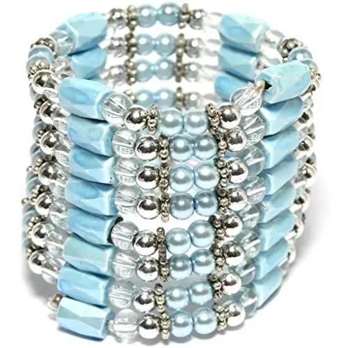AnsonsImages 37'' Inches Long Magnetic Wrap Necklace Choker Bracelet Anklet Lariat Baby Blue AnsonsImages 37'' Inches Long Magnetic Wrap Necklace Choker Bracelet Anklet Lariat Baby Blue