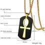 PJ Jewelry Mens Stainless Steel Ancient Egyptian Key of Life Ankh Cross Dog Tag Pendant Necklace,Removable