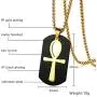 PJ Jewelry Mens Stainless Steel Ancient Egyptian Key of Life Ankh Cross Dog Tag Pendant Necklace,Removable