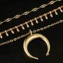 Edary Layered Necklace Gypsy Moon Necklaces Gold Crescent Tassel Pendant Choker Fashion Drop Jewelry for Women