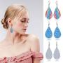 6 Pairs Punk Leather Dangle Earrings Sparkling Double Side Sequins Teardrop Leather Earrings Boho Lightweight Leather Drop Earring Set for Women and Girls