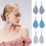 6 Pairs Punk Leather Dangle Earrings Sparkling Double Side Sequins Teardrop Leather Earrings Boho Lightweight Leather Drop Earring Set for Women and Girls