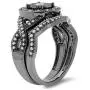 Dazzlingrock Collection Black Rhodium Plated White Diamond and Pink Sapphire Ring Set, Sterling Silver