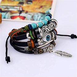 Disunie Bohemia Style Bracelets Multi-Layer Charms Retro Blue Eyes Turquoise Bracelet for Women