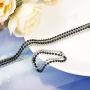 ORAZIO 2PCS Stainless Steel Military Dog Tag Ball Chain Necklace for Men Women 2.4mm Bead Chain Set with Connector Silver Tone Black 20-30 Inches