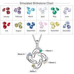 Personalized Necklace for Mother with 1-6 Name Custom Baby Feet Pendant Necklace for Mom with Simulated Birthstone Family Jewelry for Mom