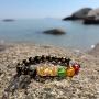 Angushiny 10mm Multi-Colored Crystal Bead Lucky Bracelets Feng Shui Black Obsidian Wealth Bracelet Pixiu Black Mantra Bead Protection Bracelet for Women