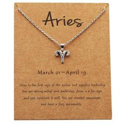 Zodiac Sign Necklace CZ Horoscope Zodiac 12 Constellation Pendant Necklace Birthday Gift for Women Astrology Jewelry