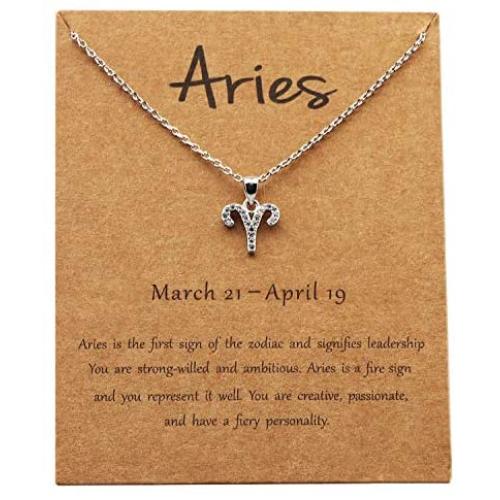 Zodiac Sign Necklace CZ Horoscope Zodiac 12 Constellation Pendant Necklace Birthday Gift for Women Astrology Jewelry
