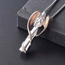 Casa De Novia Jewelry Guardian Angel with Wing Cremation Urn Necklace for Ash Fairy Memorial Keepsake Pendant
