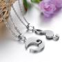 Music Note Puzzle Couples Pendant Necklaces Stainless Steel For Him and Her Matching Set