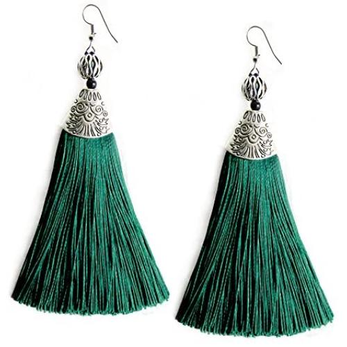 Me&Hz Women Girls Tassel Dangle Earrings Long Fringe Drop Silver Boho Ethnic Earring with Tassels