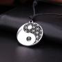 Yin Yang Taoist Symbol of Balance Pendant Necklace Adjustable Rope Necklace for Men and Women