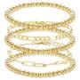 Beaded Bracelets for Women Stack Stretch Gold Silver Small Ball Beads Bracelets Dainty Paperclip Figaro Link Chain Bracelet Ankle for His and Her