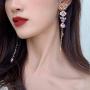 fxmimior Long Tassels Butterfly Earrings Dainty Silver Drop Earrings Statement Charm Earring Purple Rhinestones Crystals Body Jewelry for Women and Girls