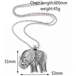 Luck Elephant Pendant Necklace for Men, Elephant Tribal Necklace with 23.6” Chain, Gothic Elephant Amulet Necklace, Feng Shui Good Luck Necklace, Attract Wealth Money Necklace Jewelry for Men Boys