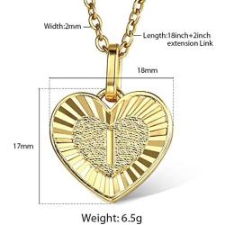 Trendsmax Heart Love Initial Letter A to Z Alphabet Pendant Necklace Gift for Women Girls Gold Plated Stainless Steel Rolo Link Chain Necklace Length Personalized