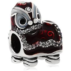 Animal Charms Chinese Lion Dance Charm 925 Sterling Silver Bead for European 3mm Bracelet Jewelry