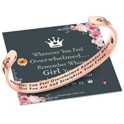 Whenever You Feel Overwhelmed Remember Whose Straighten Your Crown Bracelet, Engraved Inspirational Bracelets Personalized Gift for Mom, Daughter, Granddaughter, Sister, Best Friend, Girls and Women